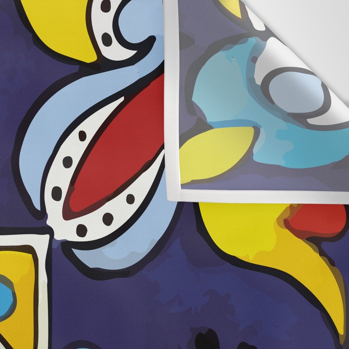 Abstract blue cruz mexican modern talavera tile wall Wall Tapestry Gallery Image 3