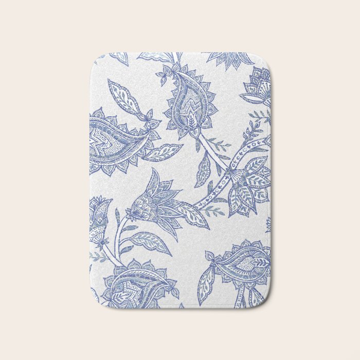 Oriental classic floral paisley - Delft Blue Bath Mat Gallery Image 1
