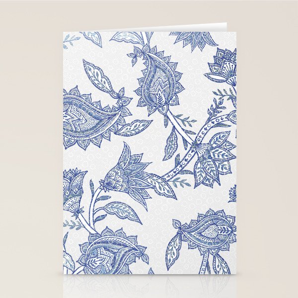 Oriental classic floral paisley - Delft Blue Stationery Card Gallery Image 2
