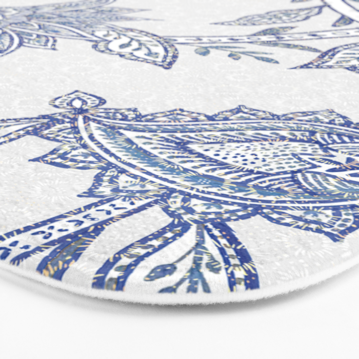 Oriental classic floral paisley - Delft Blue Bath Mat Gallery Image 3