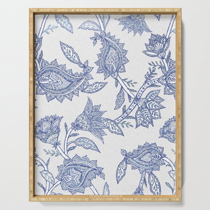 Oriental classic floral paisley - Delft Blue Serving Tray Gallery Image 1