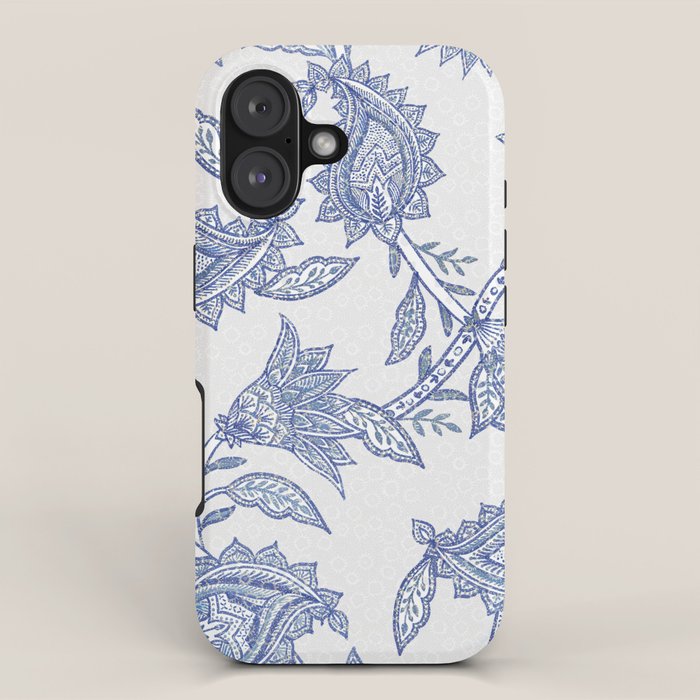 Oriental classic floral paisley - Delft Blue iPhone Case Gallery Image 1