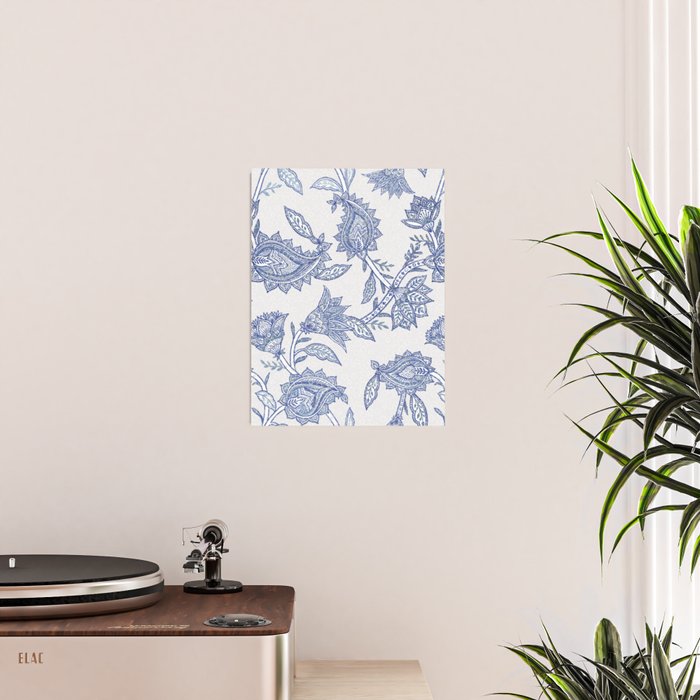 Oriental classic floral paisley - Delft Blue Poster Gallery Image 2