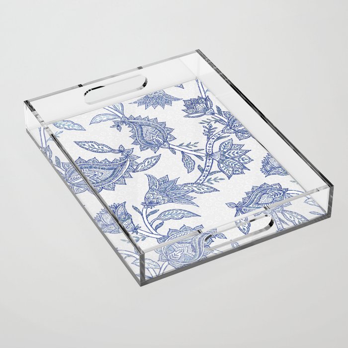 Oriental classic floral paisley - Delft Blue Acrylic Tray Gallery Image 1