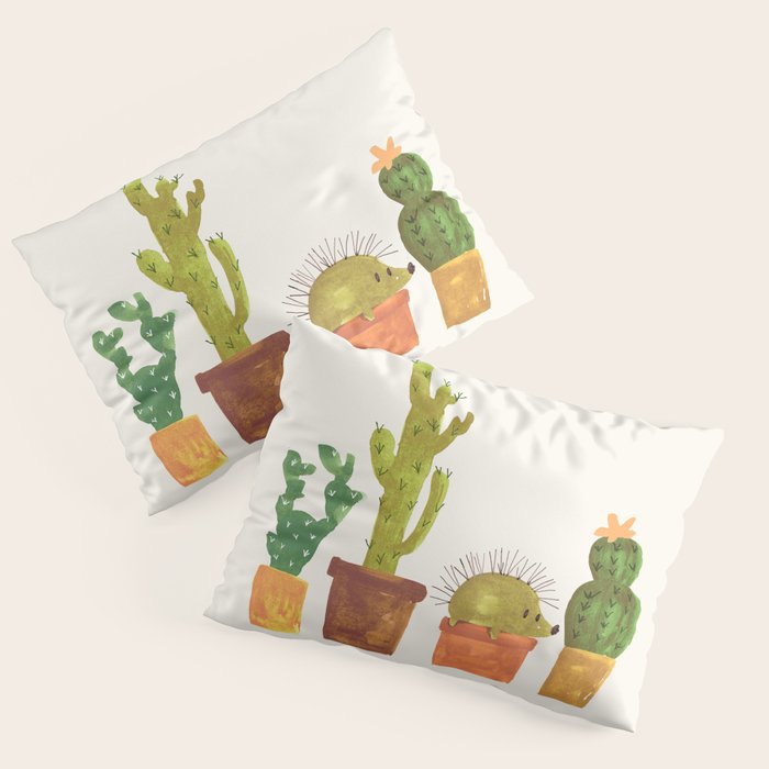 Hedgehog and Cactus (incognito) Pillow Sham Gallery Image 1