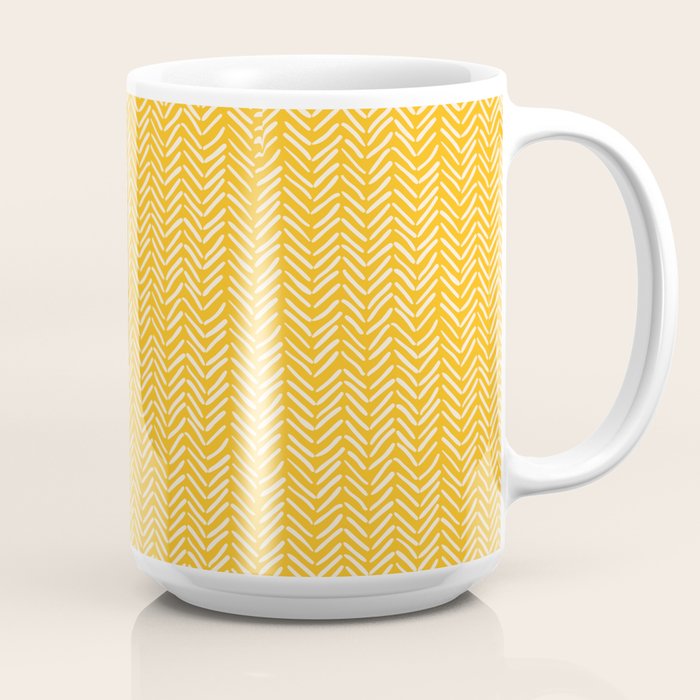Arrow Lines Pattern in Mustard Yellow shades 1 Coffee Mug Gallery Image 2