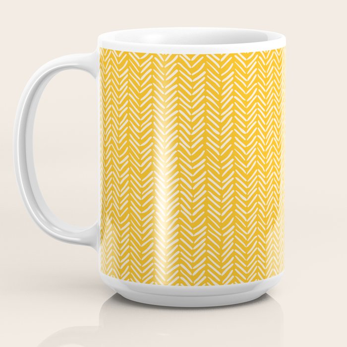 Arrow Lines Pattern in Mustard Yellow shades 1 Coffee Mug Gallery Image 3
