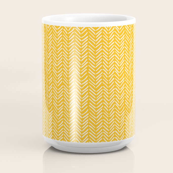 Arrow Lines Pattern in Mustard Yellow shades 1 Coffee Mug Gallery Image 4