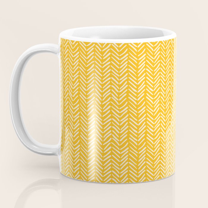 Arrow Lines Pattern in Mustard Yellow shades 1 Coffee Mug Gallery Image 3