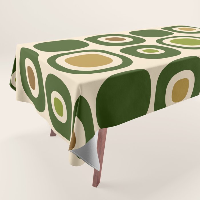 Mid Century Modern Modern Organic Shapes Pattern 321 Green Tablecloth Gallery Image 1