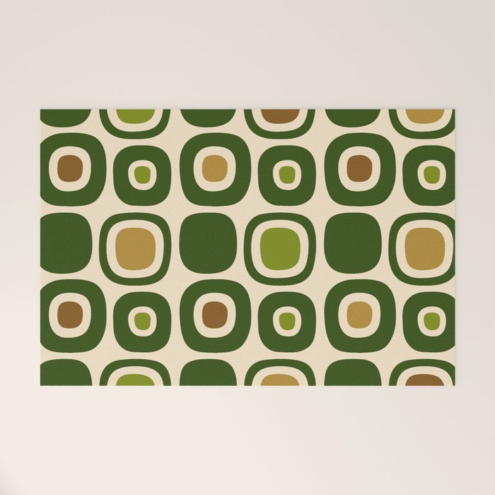 Mid Century Modern Modern Organic Shapes Pattern 321 Green Welcome Mat Gallery Image 1