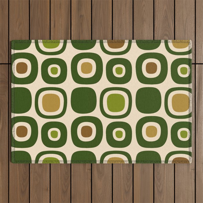 Mid Century Modern Modern Organic Shapes Pattern 321 Green Outdoor Rug Gallery Image 1