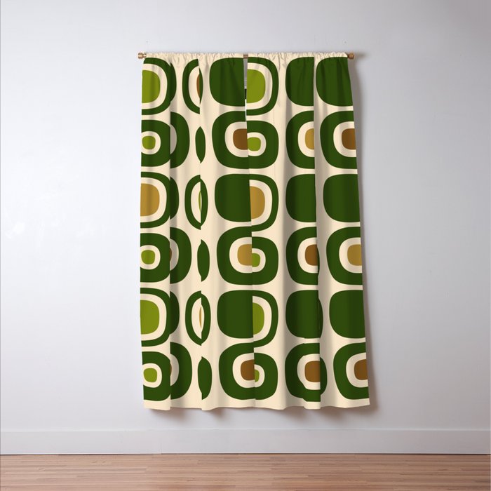 Mid Century Modern Modern Organic Shapes Pattern 321 Green Window Curtain Gallery Image 3