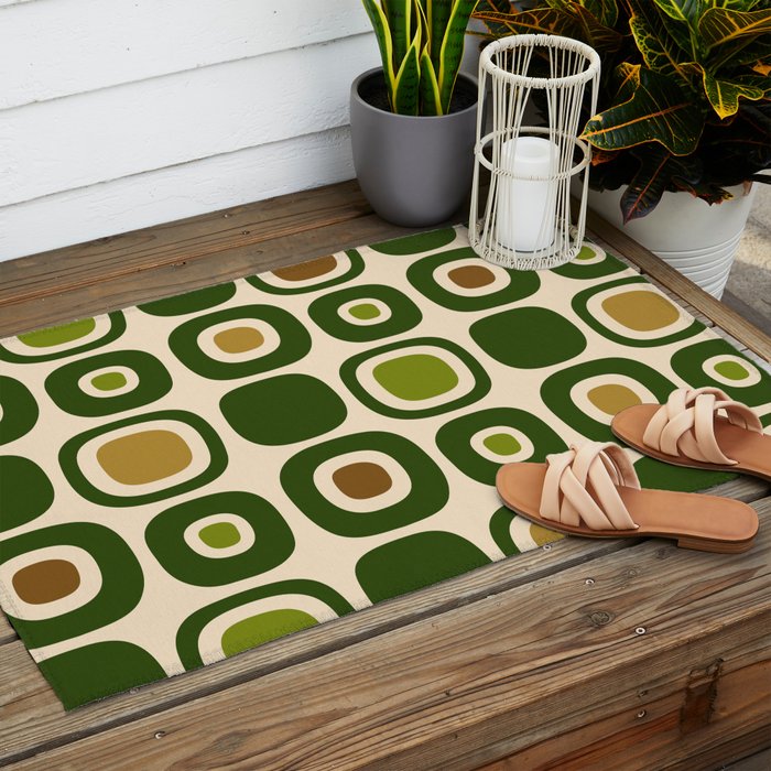 Mid Century Modern Modern Organic Shapes Pattern 321 Green Outdoor Rug Gallery Image 2