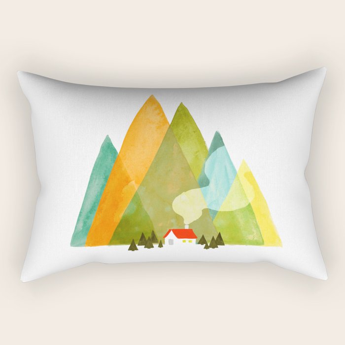 House at the foot of the mountains Rectangular Pillow Gallery Image 1