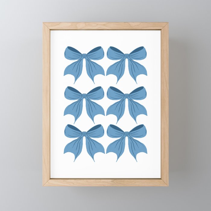Elegant Blue Bow Pattern A Classic and Stylish Design Mini Art Print Gallery Image 1