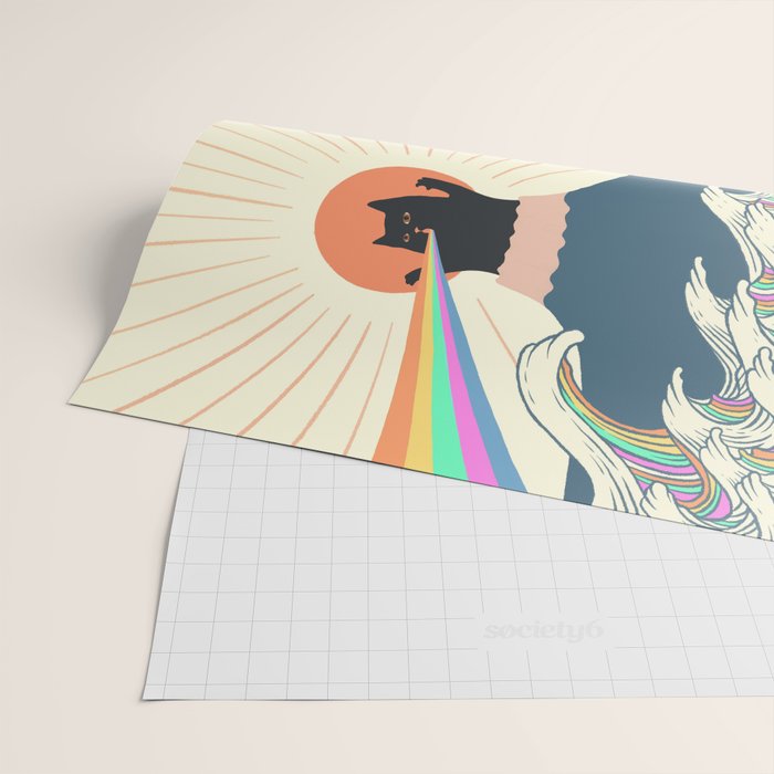 Meowtain cat 5 rainbow wave catzilla  Wrapping Paper Gallery Image 2