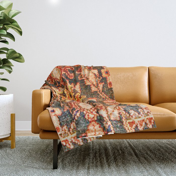 Borujerd Vintage Persian Tribal Rug Print Throw Blanket Gallery Image 1