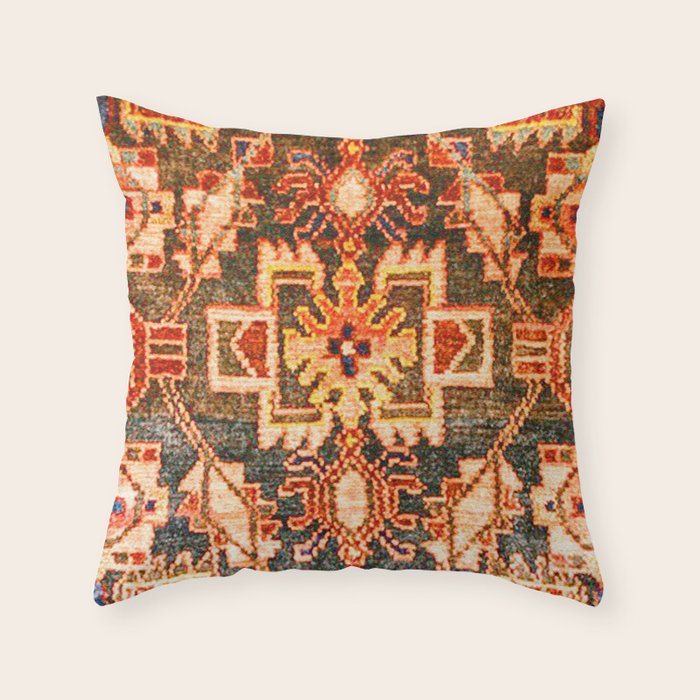 Borujerd Vintage Persian Tribal Rug Print Throw Pillow Gallery Image 1