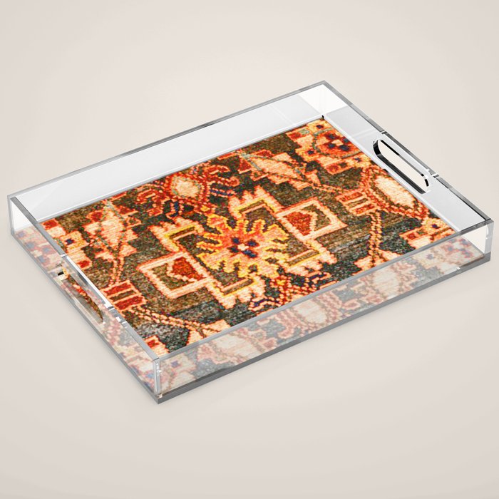 Borujerd Vintage Persian Tribal Rug Print Acrylic Tray Gallery Image 1