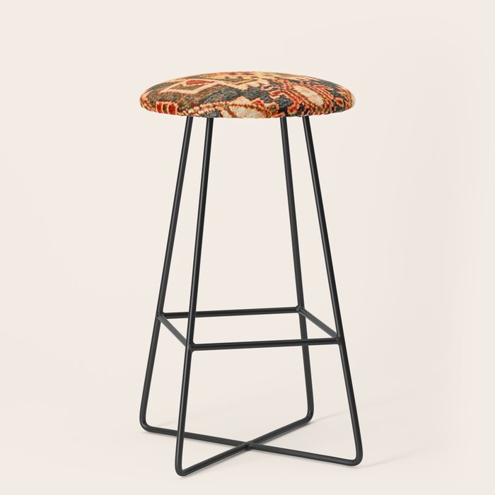 Borujerd Vintage Persian Tribal Rug Print Stool Gallery Image 1