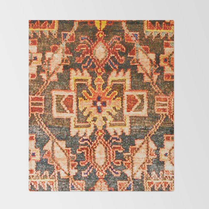 Borujerd Vintage Persian Tribal Rug Print Throw Blanket Gallery Image 2