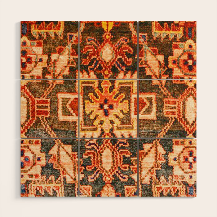 Borujerd Vintage Persian Tribal Rug Print Wood Wall Art Gallery Image 1