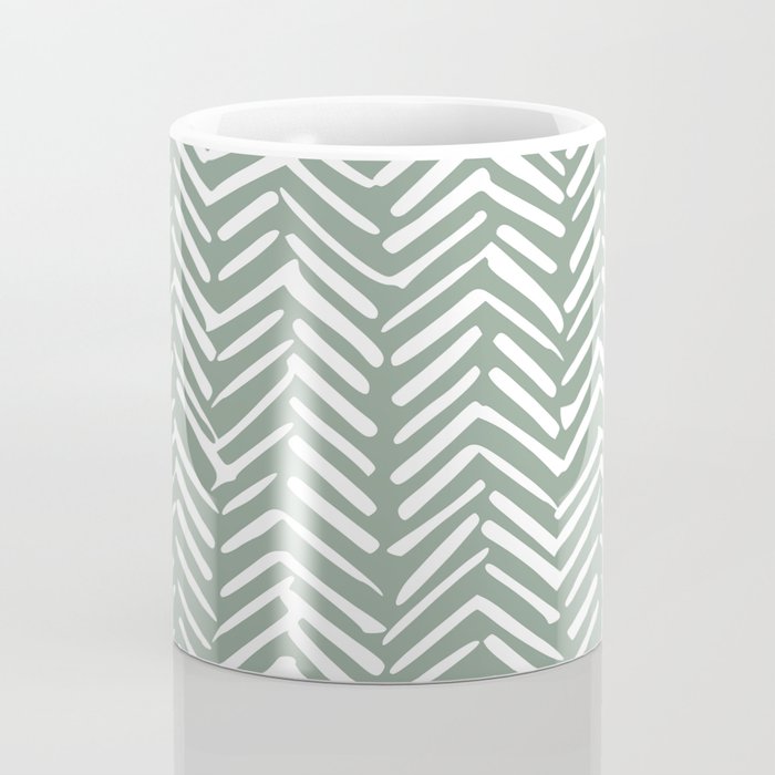 Herringbone, Green, Boho Art Coffee Mug Gallery Image 4