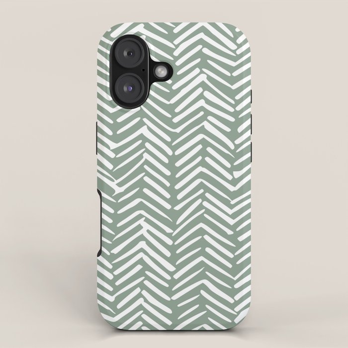 Herringbone, Green, Boho Art iPhone Case Gallery Image 1