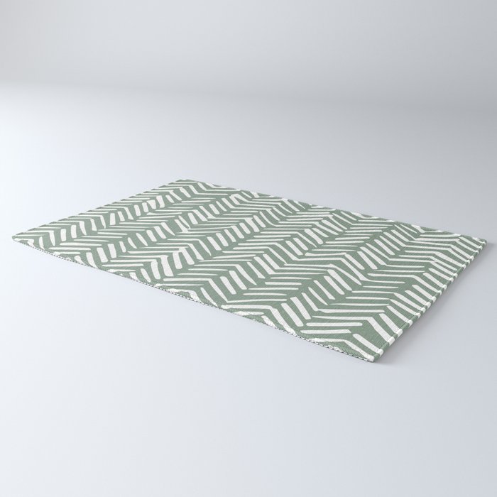 Herringbone, Green, Boho Art Rug Gallery Image 3