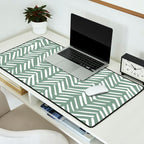 Herringbone, Green, Boho Art Desk Mat Gallery Image 2