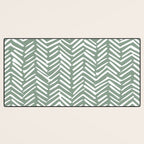 Herringbone, Green, Boho Art Desk Mat Gallery Image 3