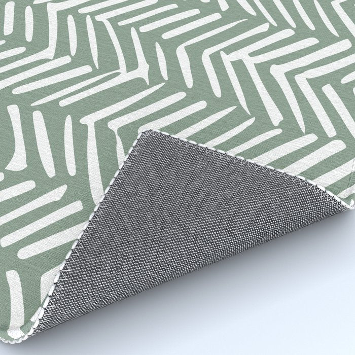 Herringbone, Green, Boho Art Rug Gallery Image 4