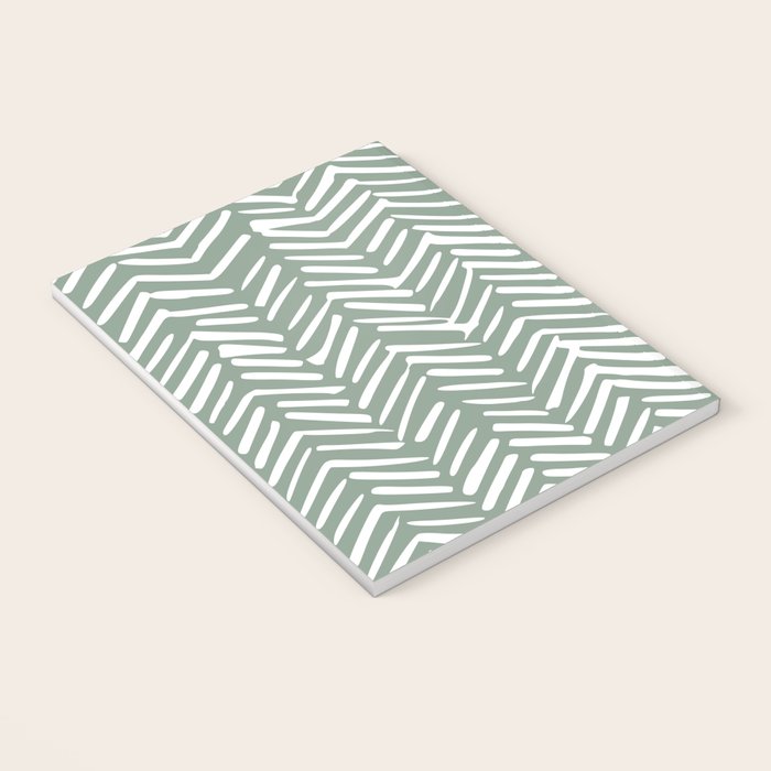 Herringbone, Green, Boho Art Notebook Gallery Image 3