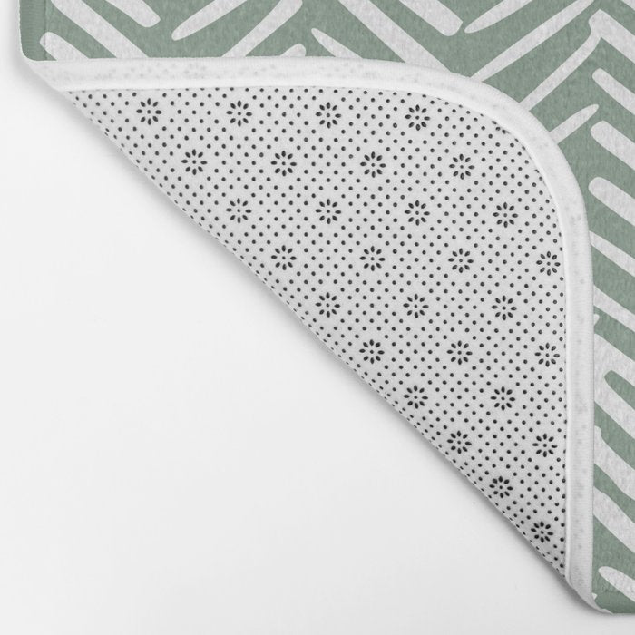 Herringbone, Green, Boho Art Bath Mat Gallery Image 2
