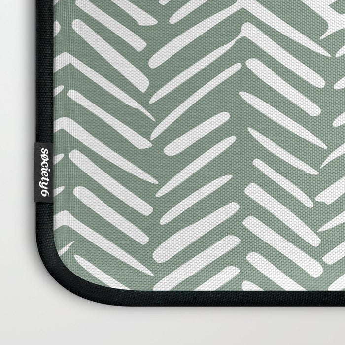 Herringbone, Green, Boho Art Laptop Sleeve Gallery Image 3