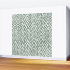 Herringbone, Green, Boho Art Wall Mural Gallery Image 2