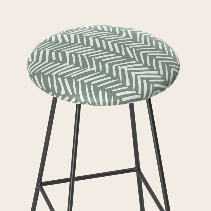 Herringbone, Green, Boho Art Stool Gallery Image 2