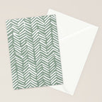 Herringbone, Green, Boho Art Stationery Card Gallery Image 2