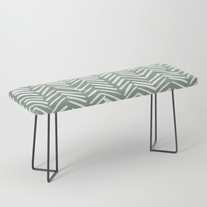 Herringbone, Green, Boho Art Bench Gallery Image 1