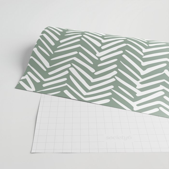 Herringbone, Green, Boho Art Wrapping Paper Gallery Image 2