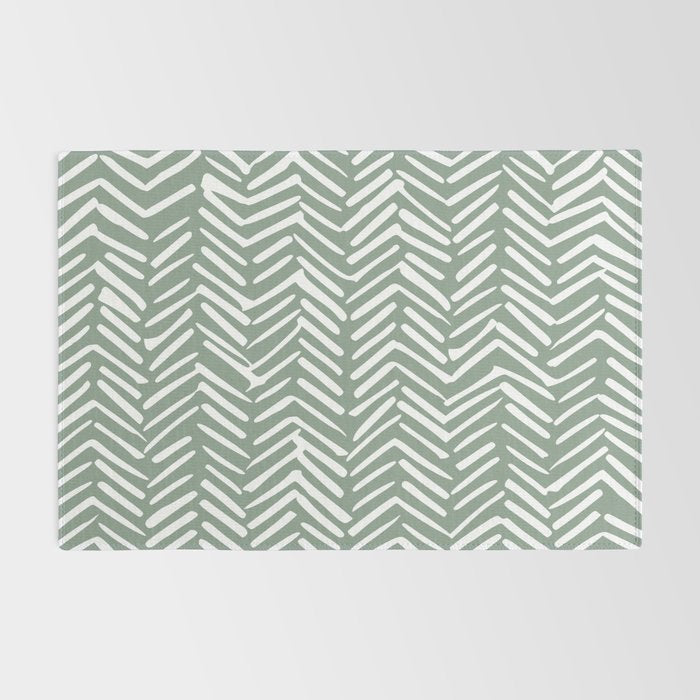 Herringbone, Green, Boho Art Rug Gallery Image 2