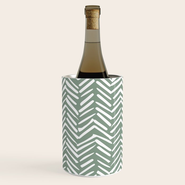 Herringbone, Green, Boho Art Wine Chiller Gallery Image 3