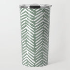 Herringbone, Green, Boho Art Travel Mug Gallery Image 1