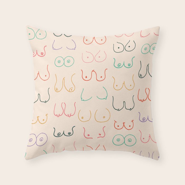 Pastel Boobs Drawing Throw Pillow Gallery Image 6