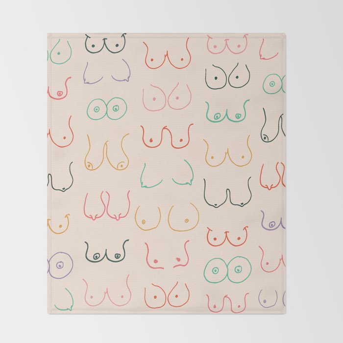 Pastel Boobs Drawing Throw Blanket Gallery Image 2
