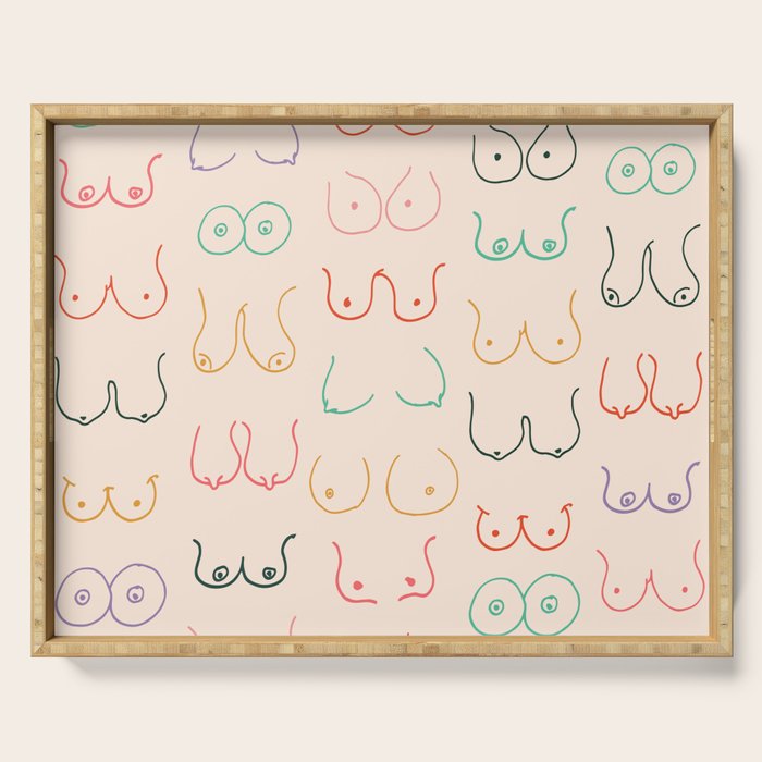 Pastel Boobs Drawing Serving Tray Gallery Image 1