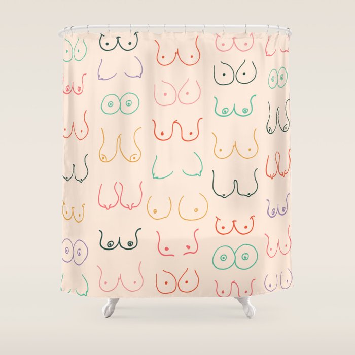 Pastel Boobs Drawing Shower Curtain Gallery Image 1