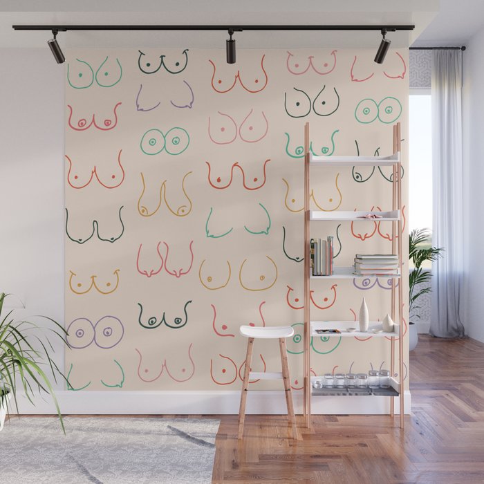 Pastel Boobs Drawing Wall Mural Gallery Image 1