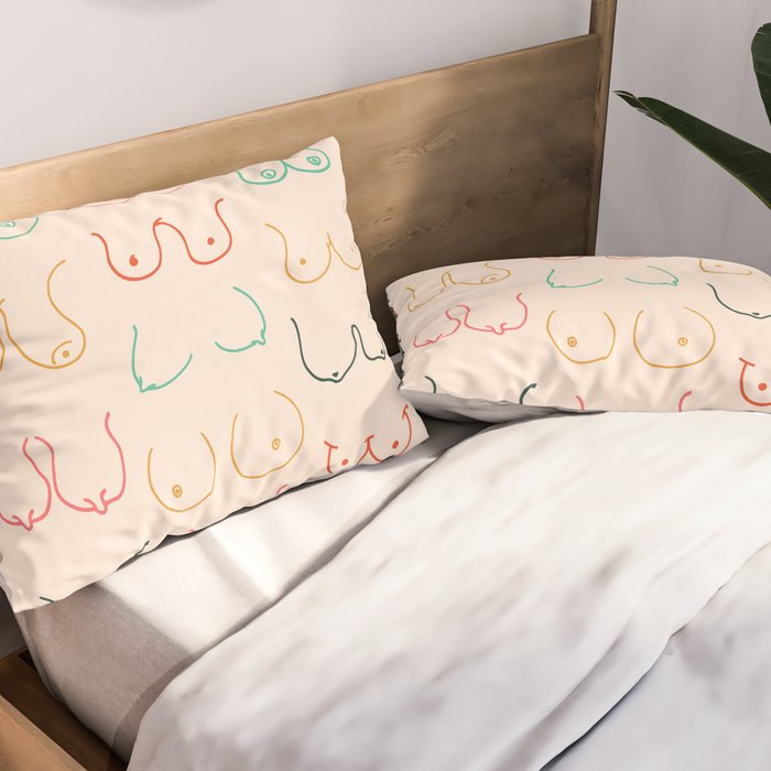 Pastel Boobs Drawing Pillow Sham Gallery Image 2